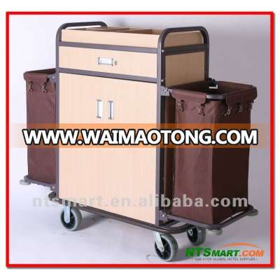 Multi-purpose Hotel Housekeeping Maid Cart Trolley/wood housekeeping carts/Housekeeping cleaning trolley service carts